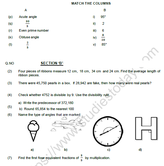 cbse-class-5-mathematics-question-paper-set-t-solved